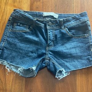 C’est Toi Women's Dark Blue Denim Cutoff Shorts - Frayed Hem